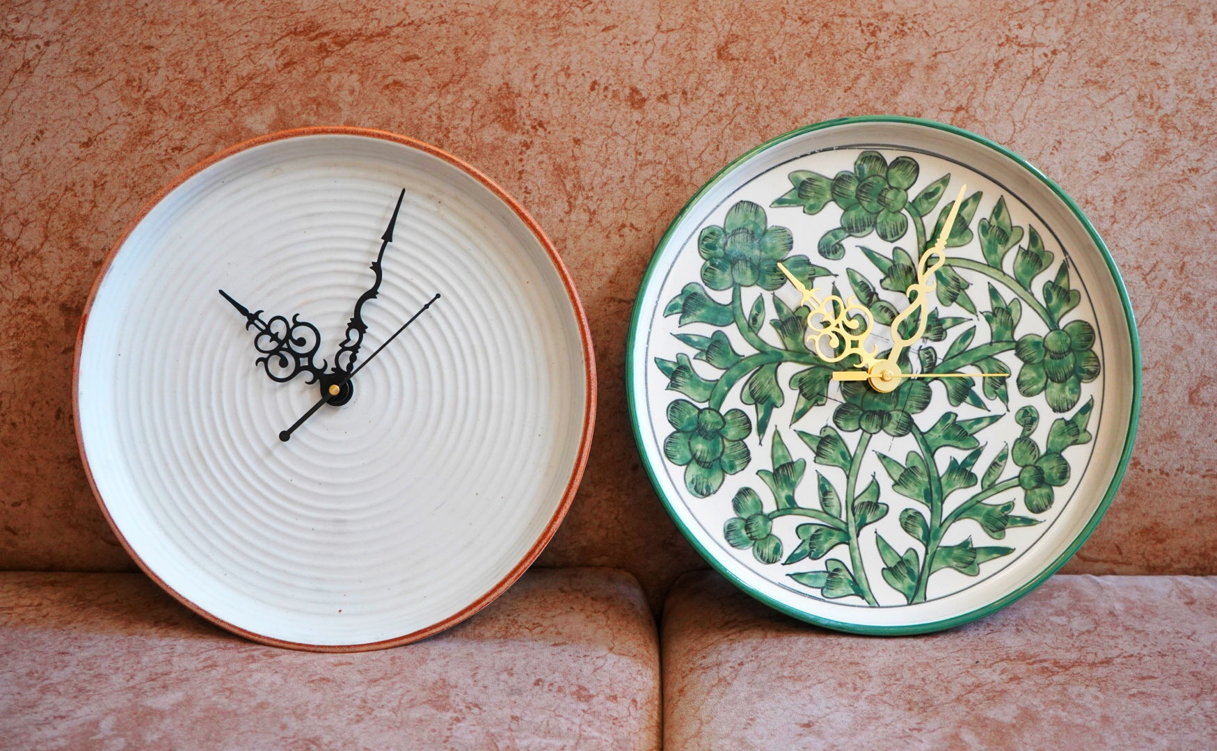 Terracotta Orbit Clock +Monsoon Garden Clock